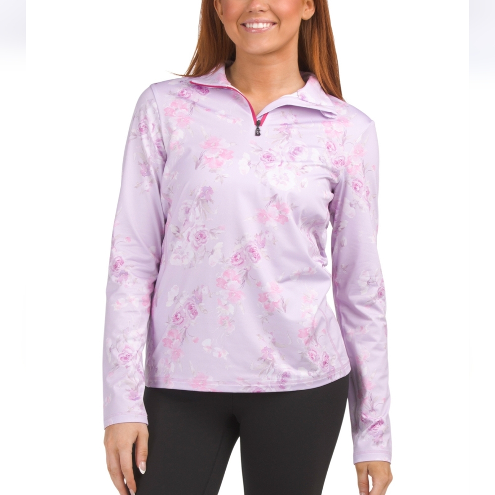 Love Shack Fancy x Bogner Fire+Ice Margo Base Layer Quarter Zip Hibiscus Lilac